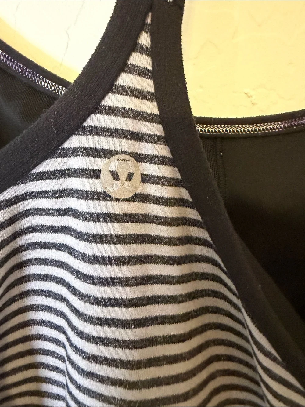 Lululemon Power Y Tank Luon Light Slope Stripe Silver Slate Heathered Black